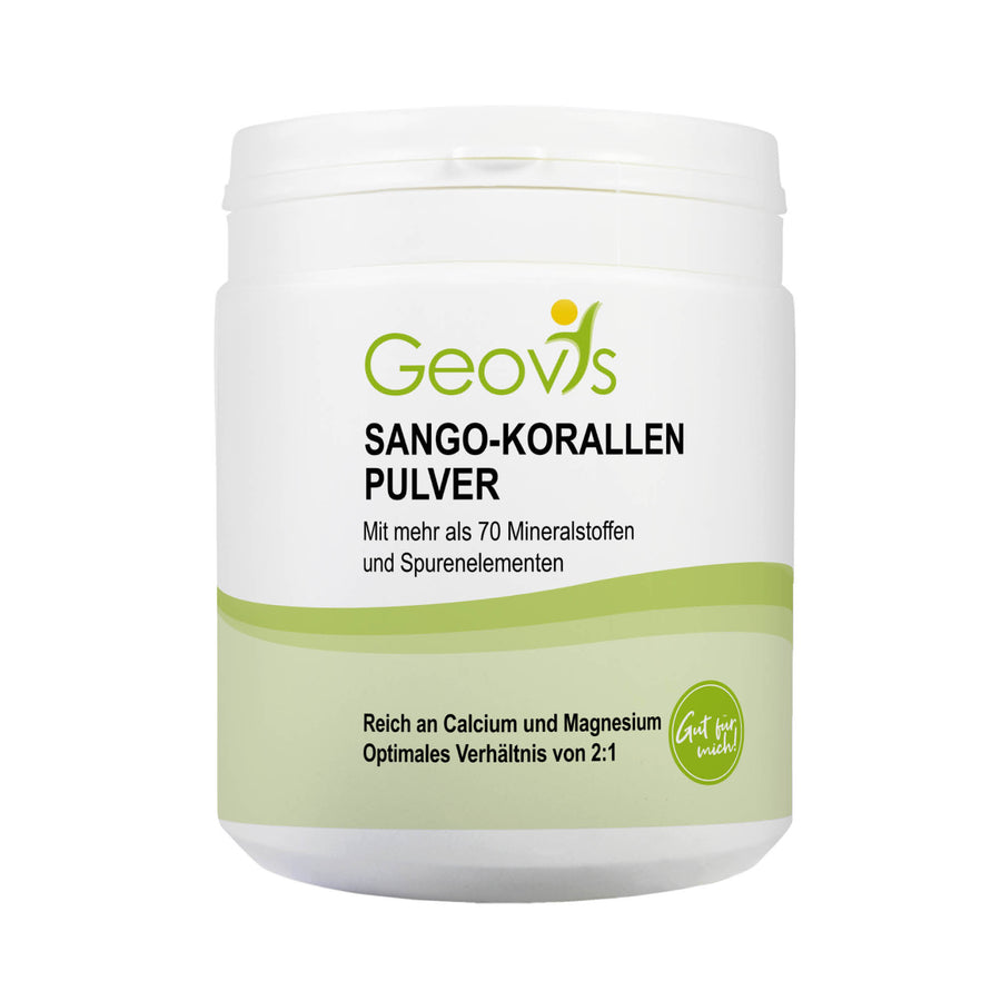 Produktbild: Geovis Sango-Korallen Pulver mit mehr als 70 Mineralstoffen und Spurenelementen, besonders reich an Calcium und Magnesium